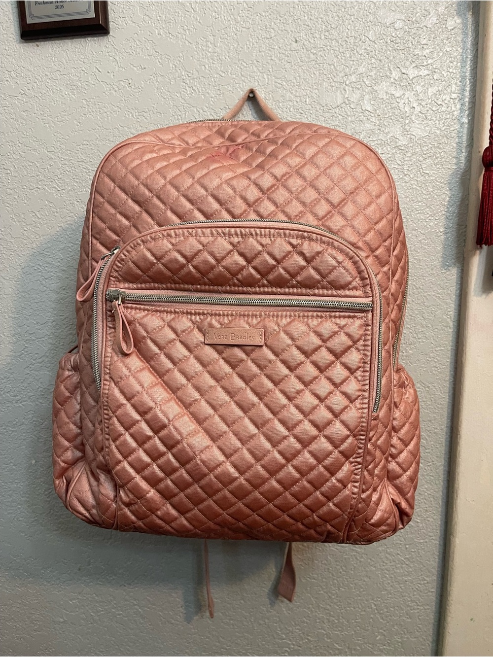 Vera Bradley Iconic Campus Backpack in Rose Quartz